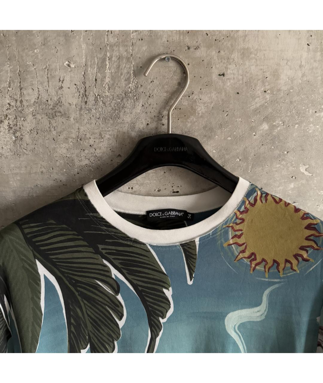 DOLCE&GABBANA Голубая хлопковая футболка, фото 5