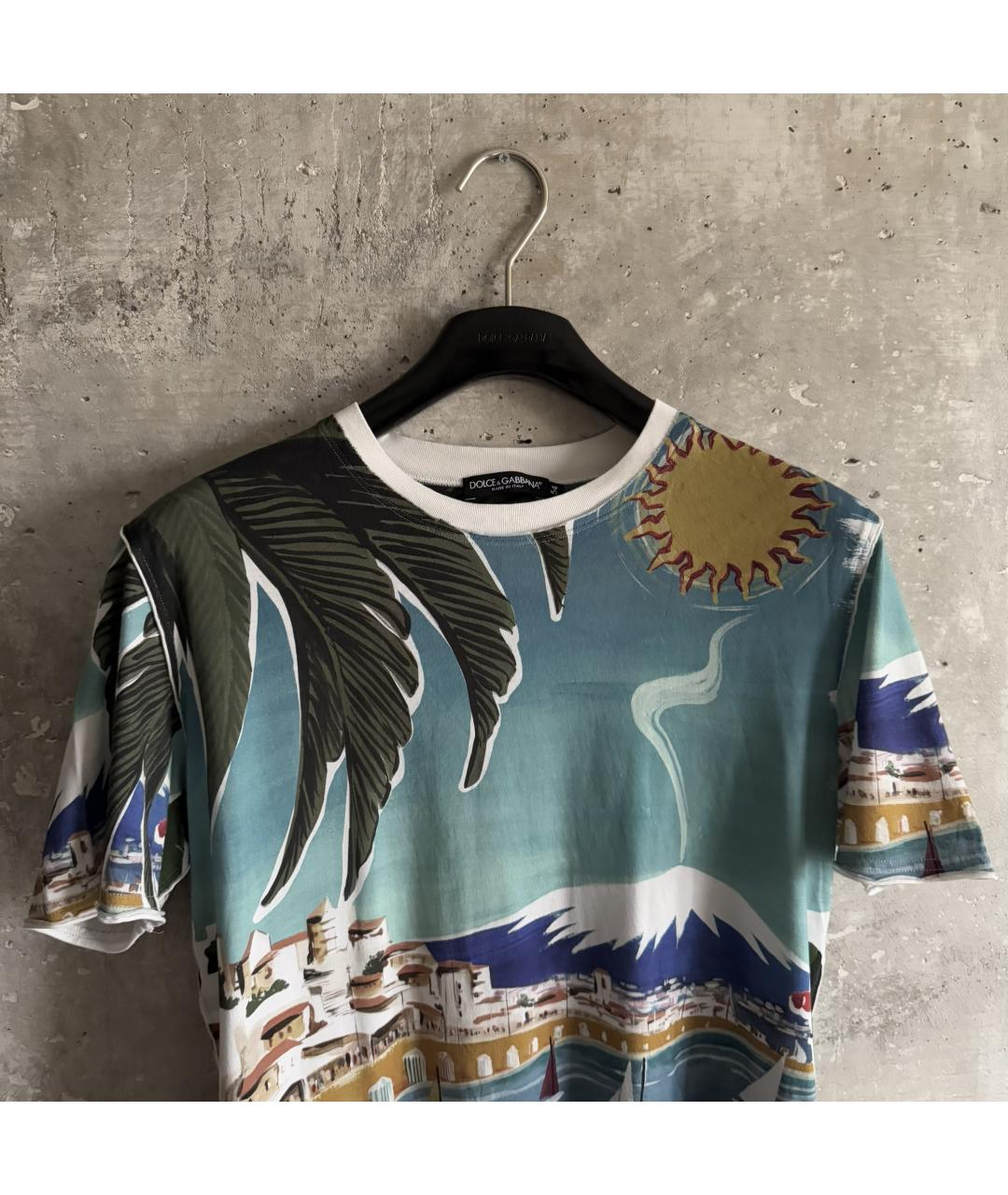 DOLCE&GABBANA Голубая хлопковая футболка, фото 4