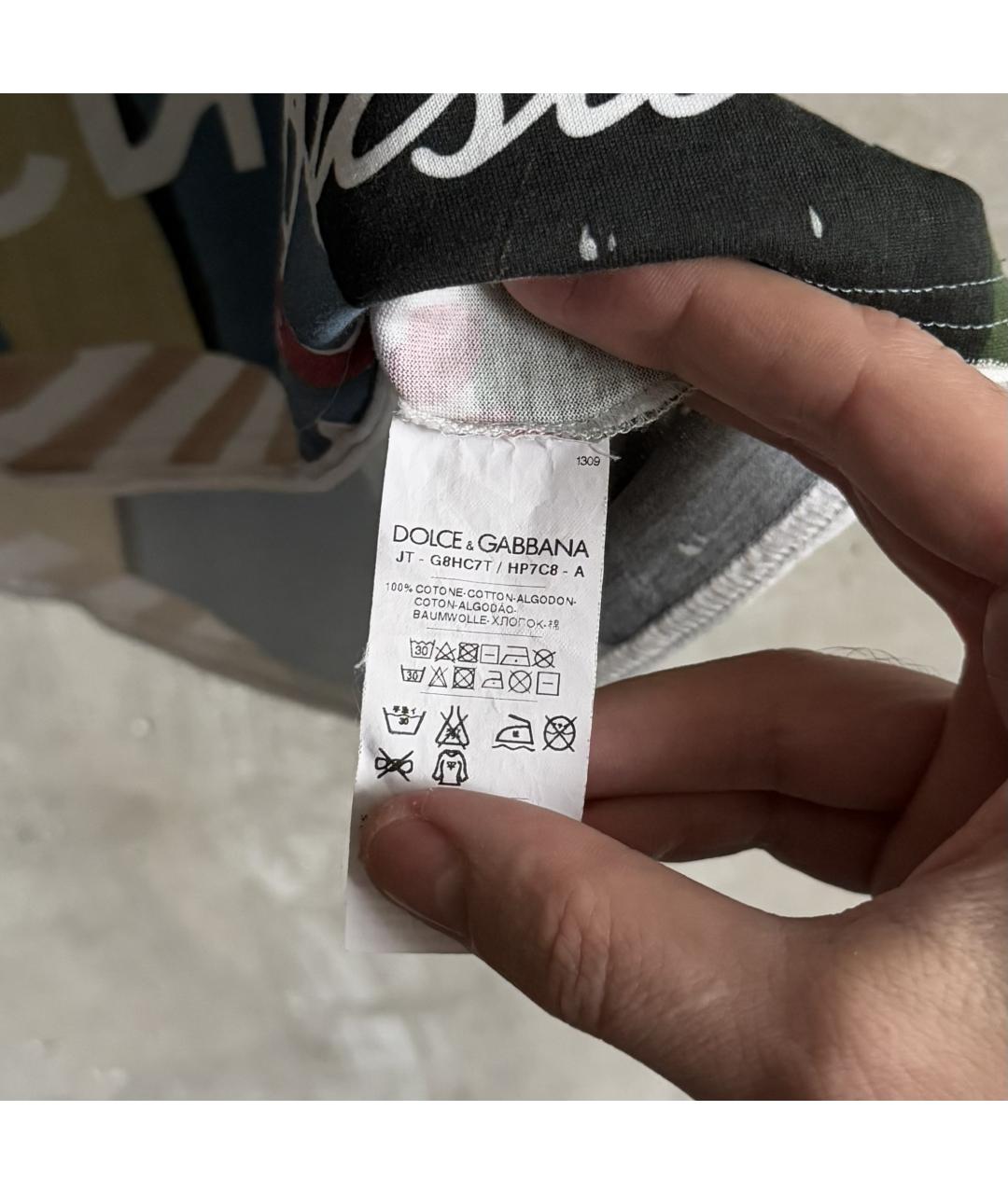 DOLCE&GABBANA Голубая хлопковая футболка, фото 7