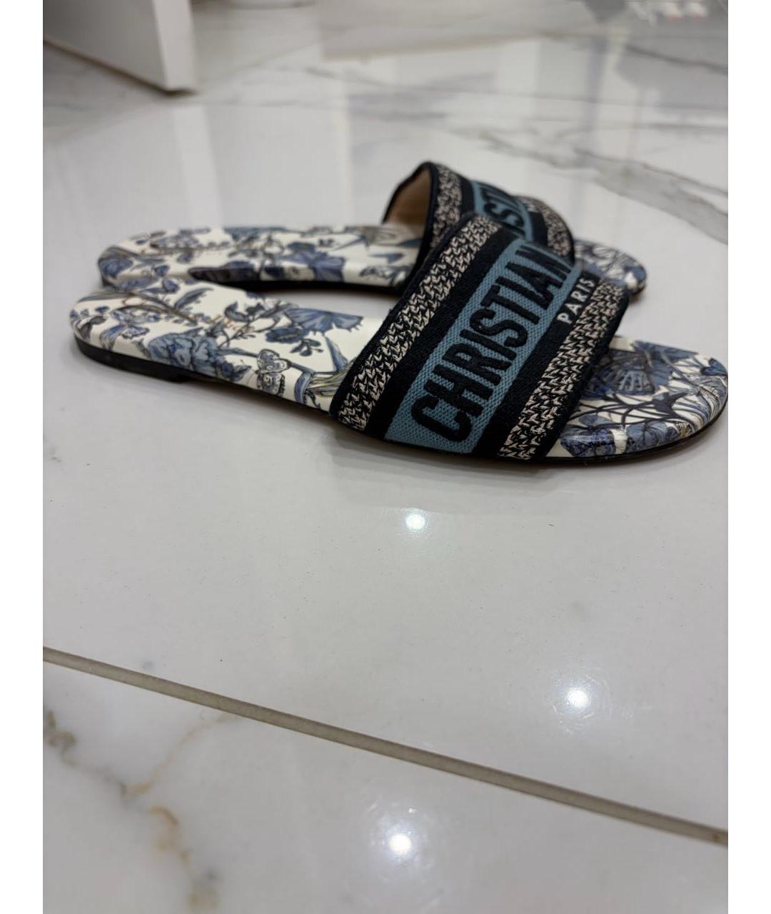 CHRISTIAN DIOR Мульти текстильные шлепанцы, фото 5