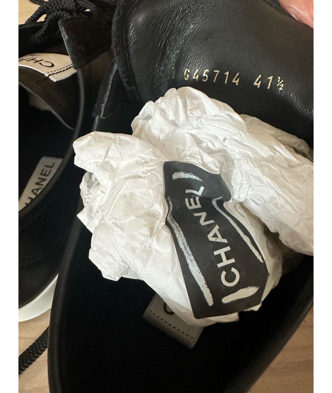 CHANEL Черные кожаные кроссовки, фото 5