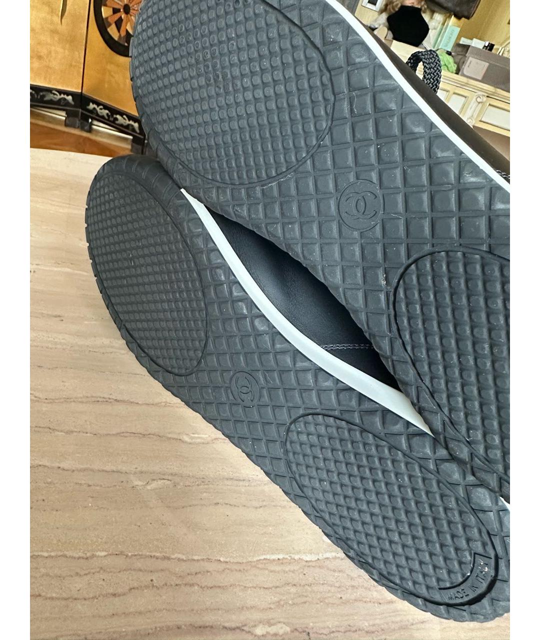 CHANEL Черные кожаные кроссовки, фото 7