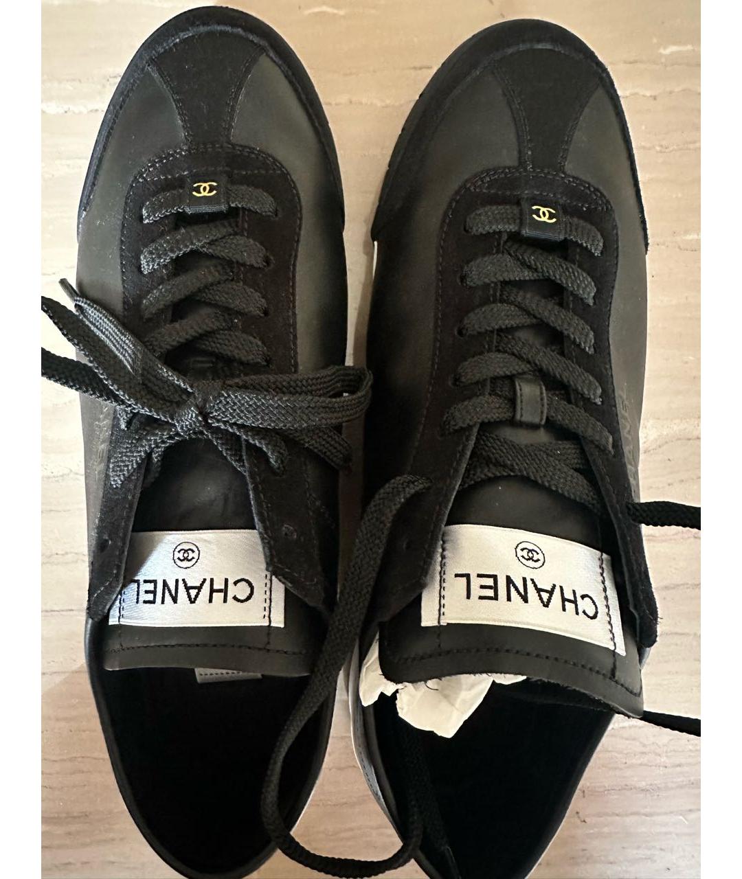 CHANEL Черные кожаные кроссовки, фото 3