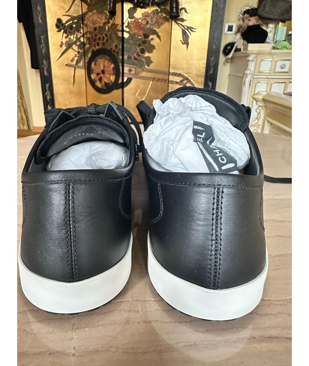 CHANEL Черные кожаные кроссовки, фото 4