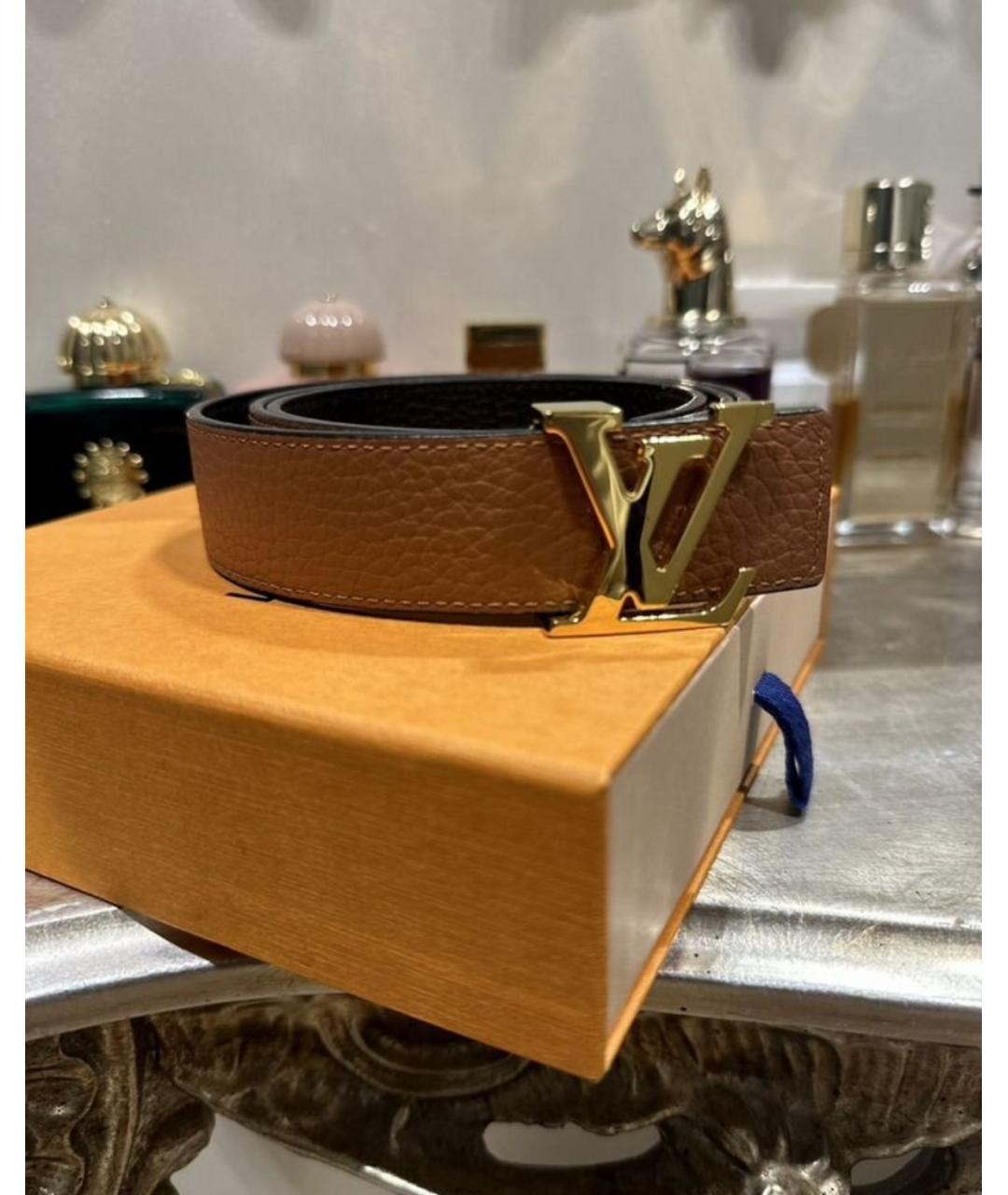 LOUIS VUITTON Коричневый кожаный ремень, фото 6