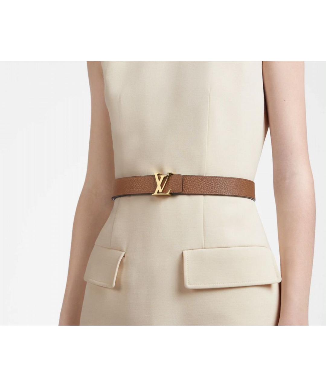 LOUIS VUITTON Коричневый кожаный ремень, фото 2