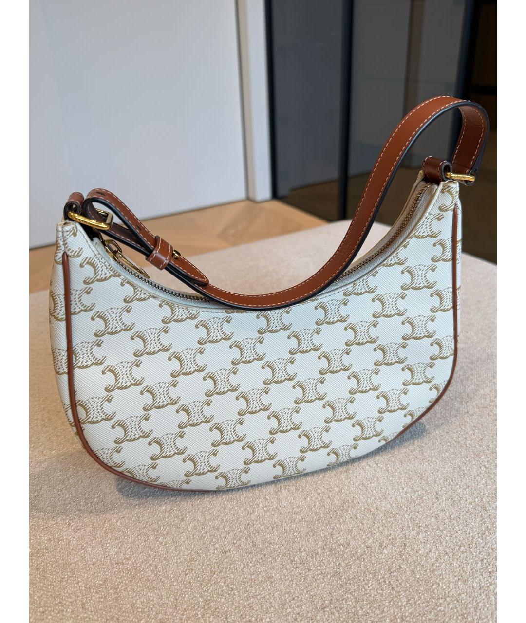 CELINE Бежевая кожаная сумка с короткими ручками, фото 3