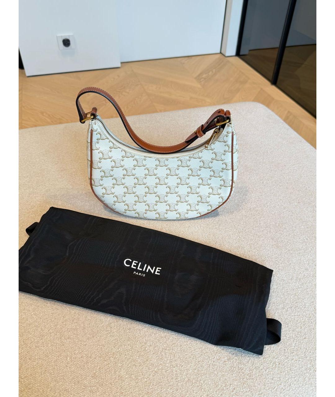 CELINE Бежевая кожаная сумка с короткими ручками, фото 2