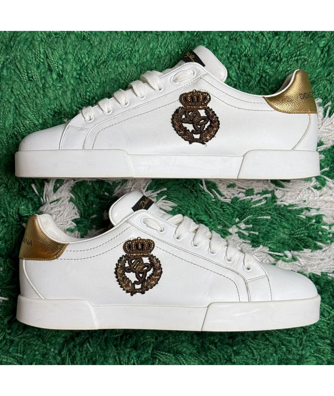 DOLCE&GABBANA Белые кожаные низкие кроссовки / кеды, фото 4