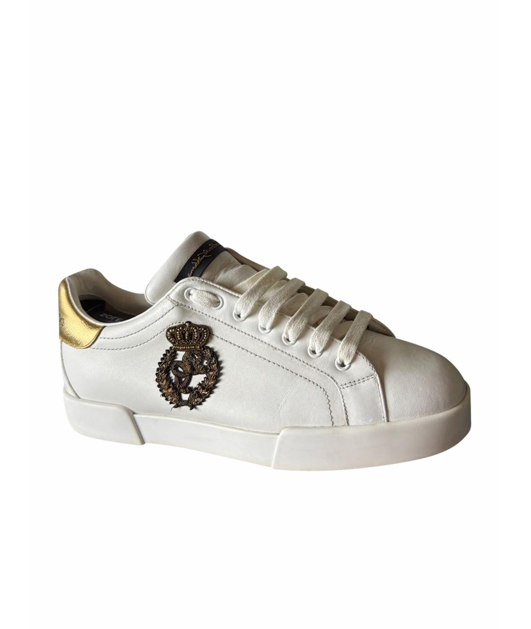 DOLCE&GABBANA Белые кожаные низкие кроссовки / кеды, фото 1