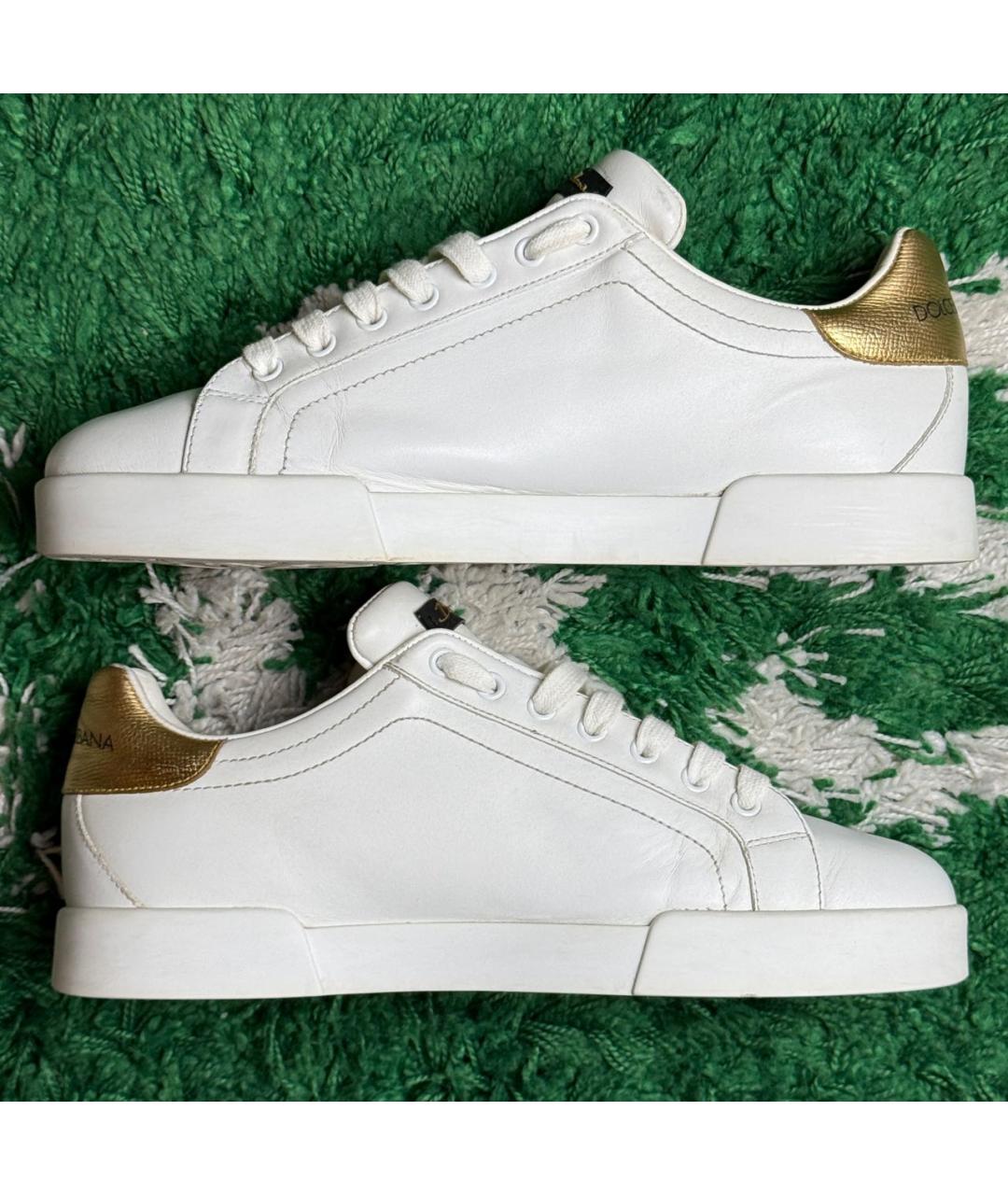 DOLCE&GABBANA Белые кожаные низкие кроссовки / кеды, фото 5