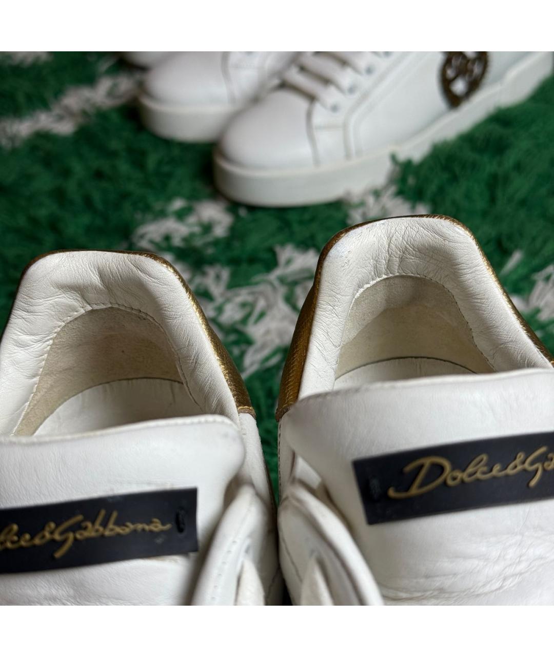 DOLCE&GABBANA Белые кожаные низкие кроссовки / кеды, фото 8