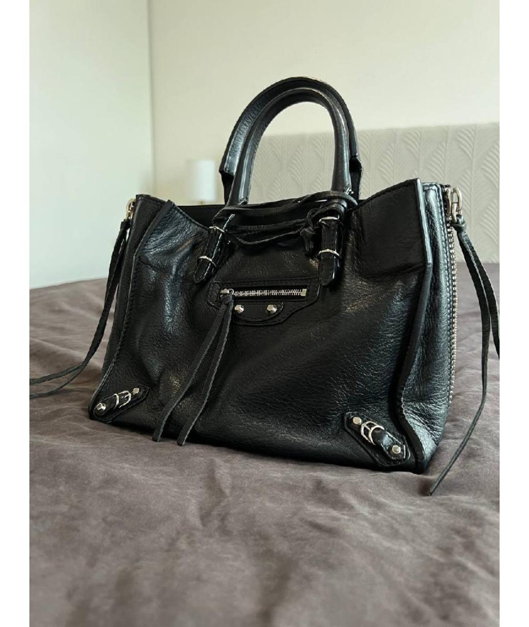 BALENCIAGA Черная кожаная сумка с короткими ручками, фото 2