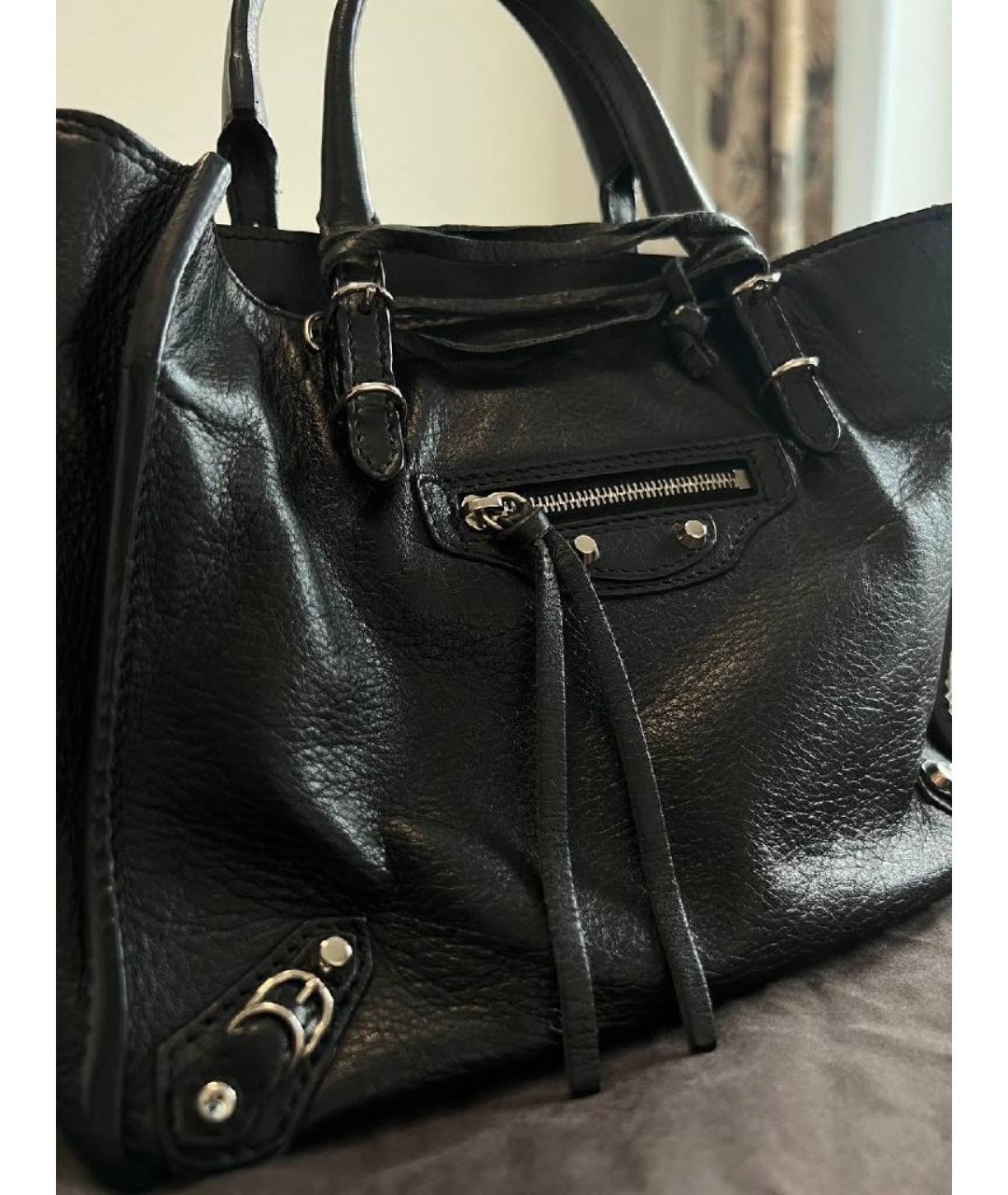 BALENCIAGA Черная кожаная сумка с короткими ручками, фото 3