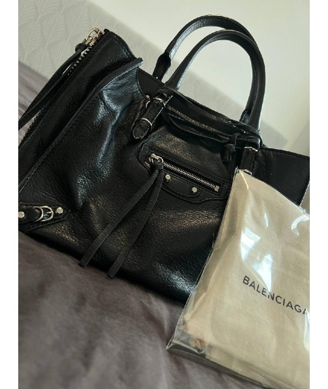 BALENCIAGA Черная кожаная сумка с короткими ручками, фото 4