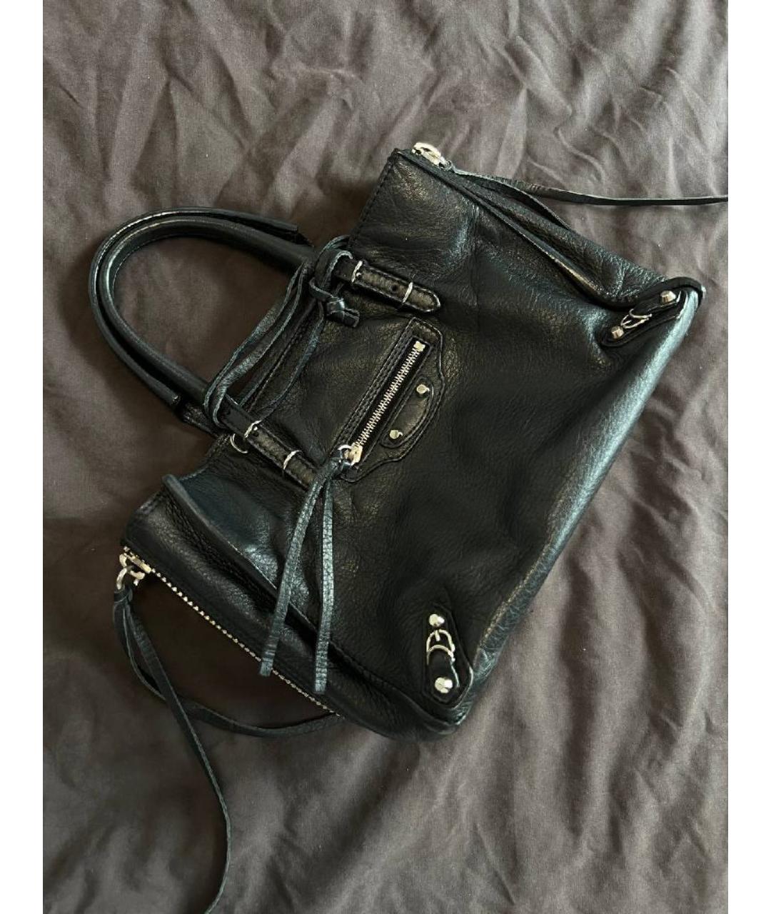 BALENCIAGA Черная кожаная сумка с короткими ручками, фото 6