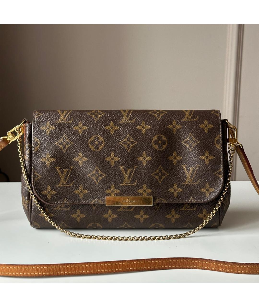 LOUIS VUITTON Коричневая кожаная сумка через плечо, фото 9