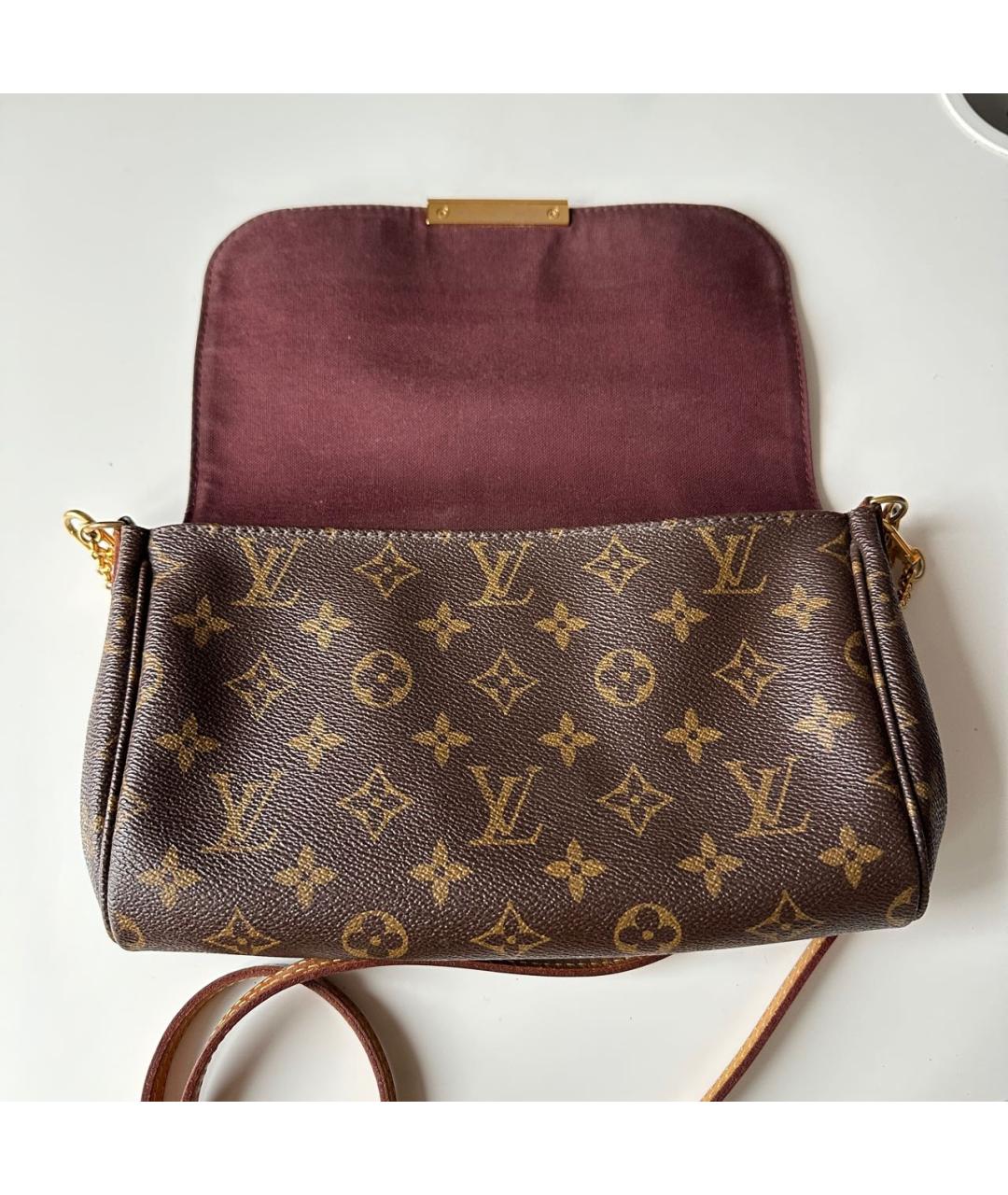 LOUIS VUITTON Коричневая кожаная сумка через плечо, фото 6