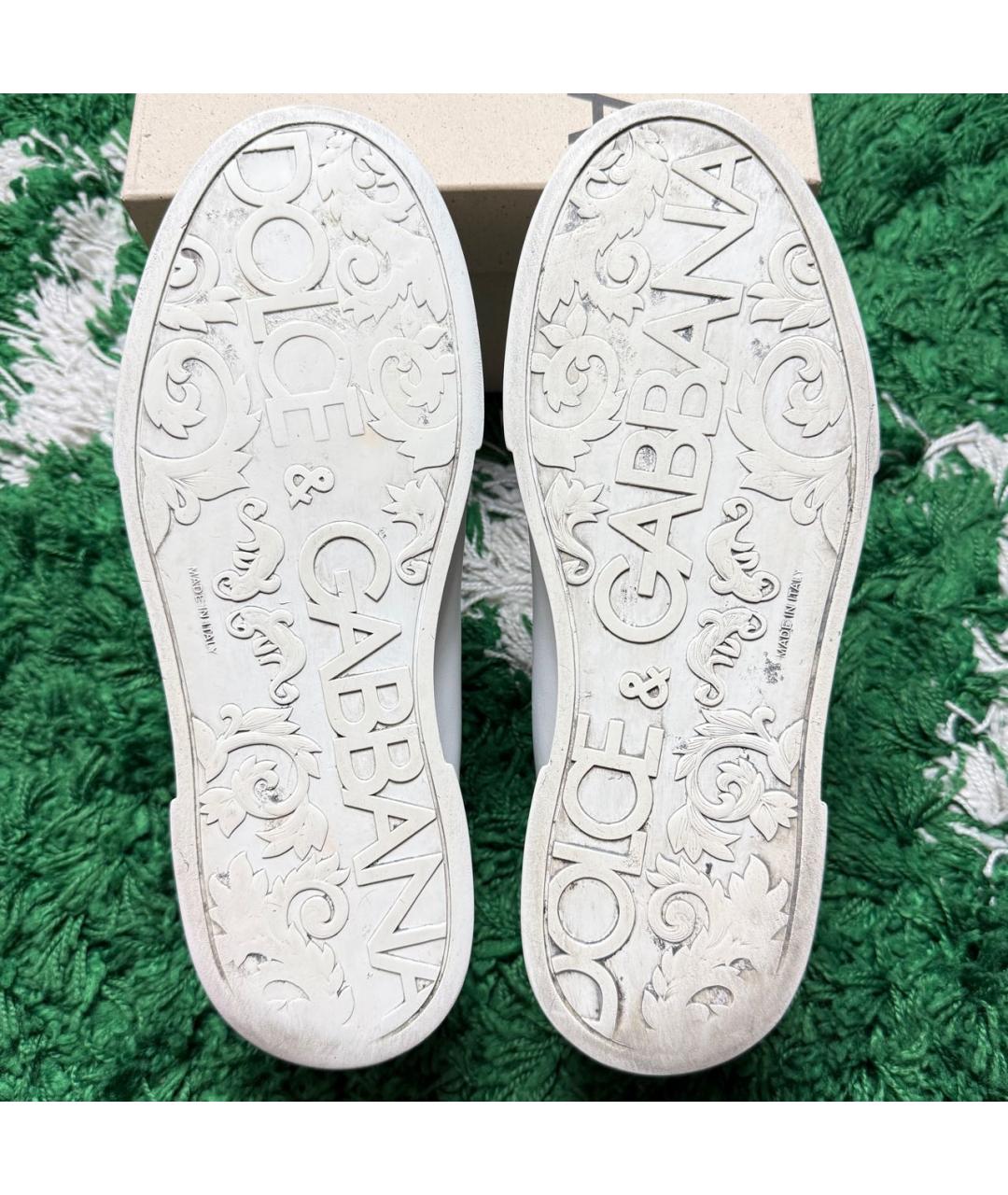 DOLCE&GABBANA Белые кожаные низкие кроссовки / кеды, фото 8