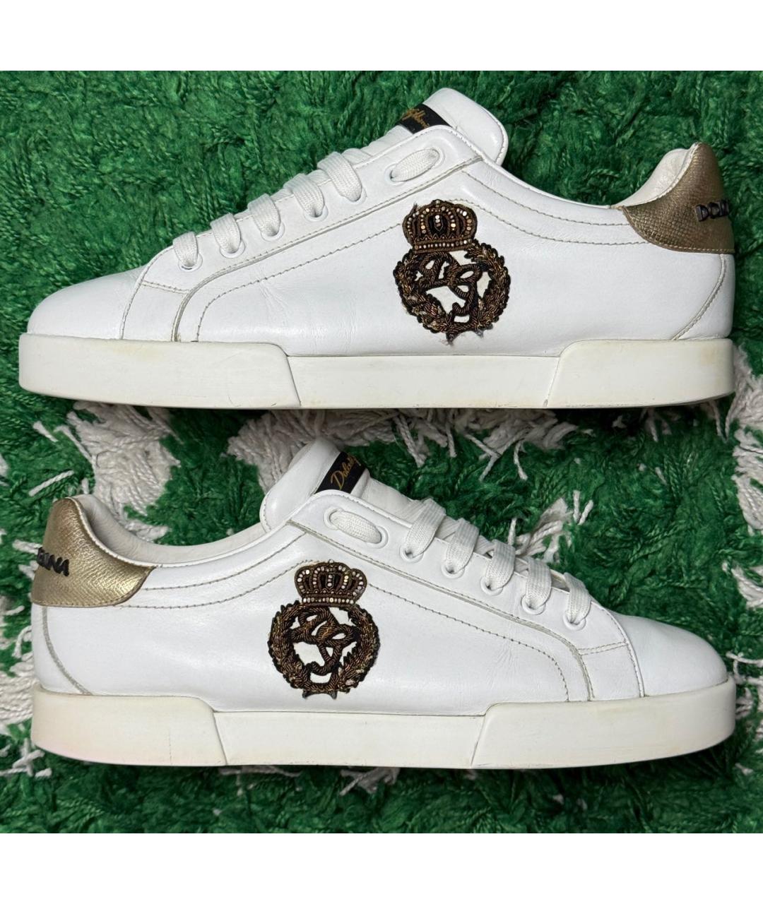 DOLCE&GABBANA Белые кожаные низкие кроссовки / кеды, фото 4