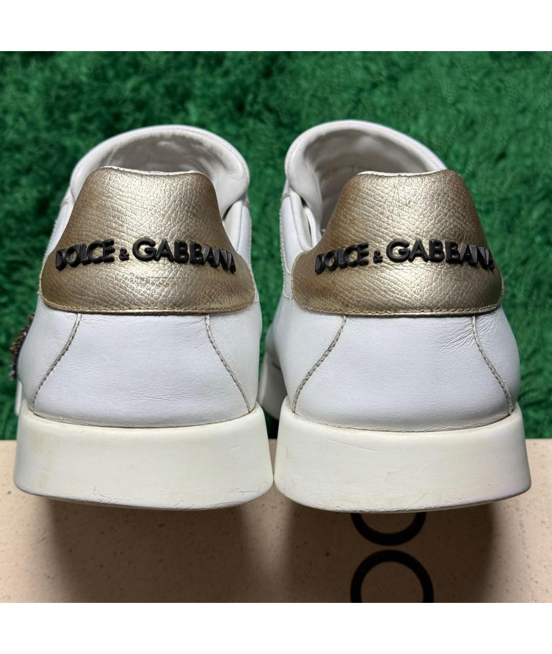 DOLCE&GABBANA Белые кожаные низкие кроссовки / кеды, фото 6