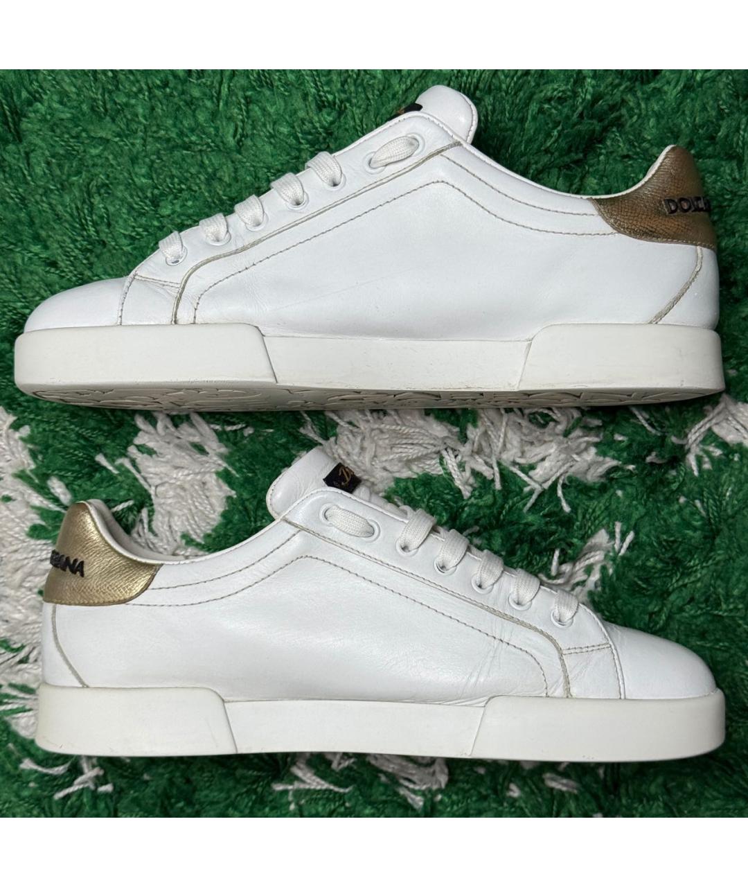 DOLCE&GABBANA Белые кожаные низкие кроссовки / кеды, фото 5