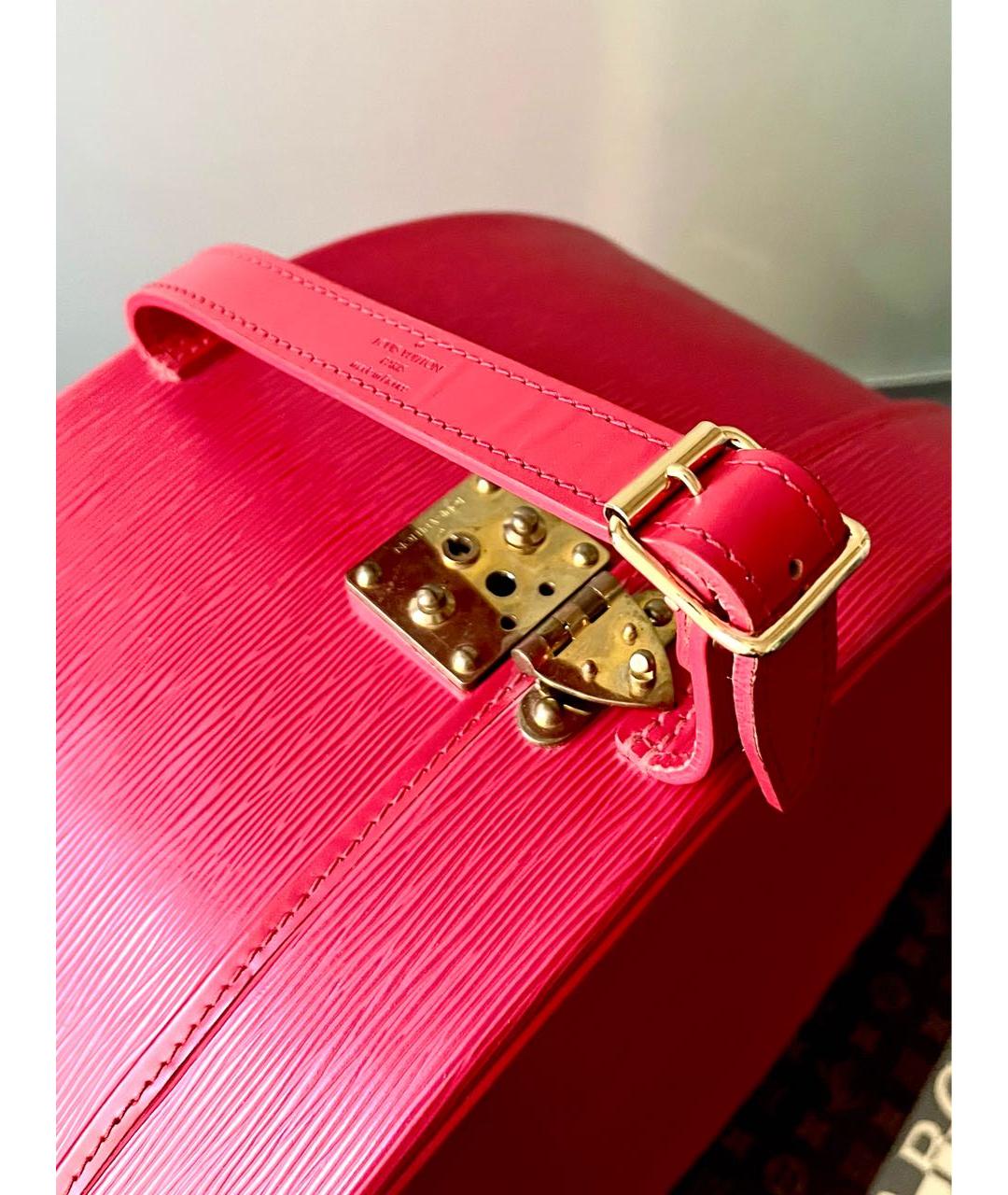 LOUIS VUITTON Красный кожаный чемодан, фото 8