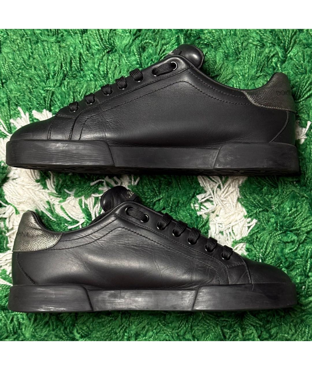 DOLCE&GABBANA Черные кожаные низкие кроссовки / кеды, фото 5