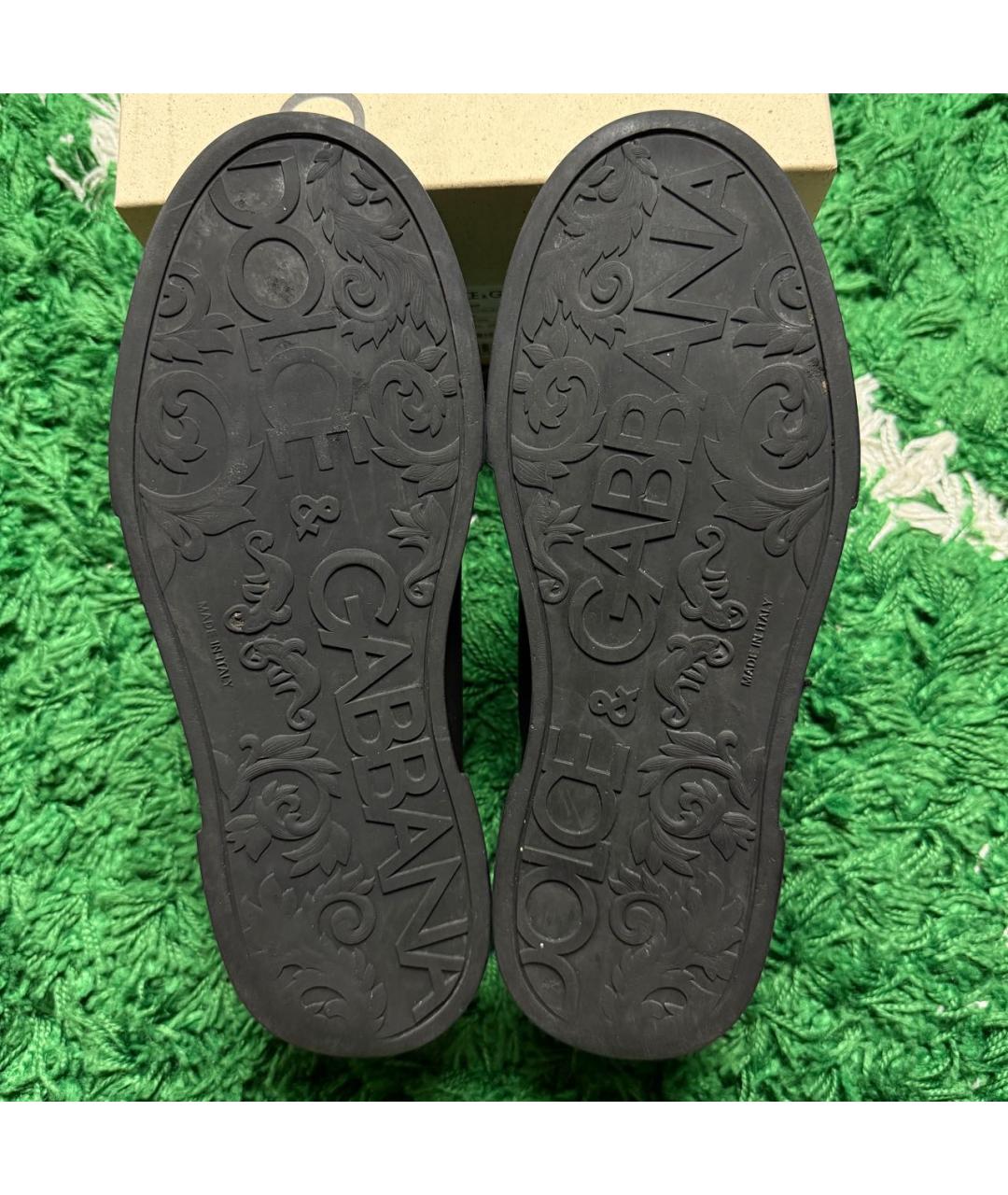 DOLCE&GABBANA Черные кожаные низкие кроссовки / кеды, фото 7