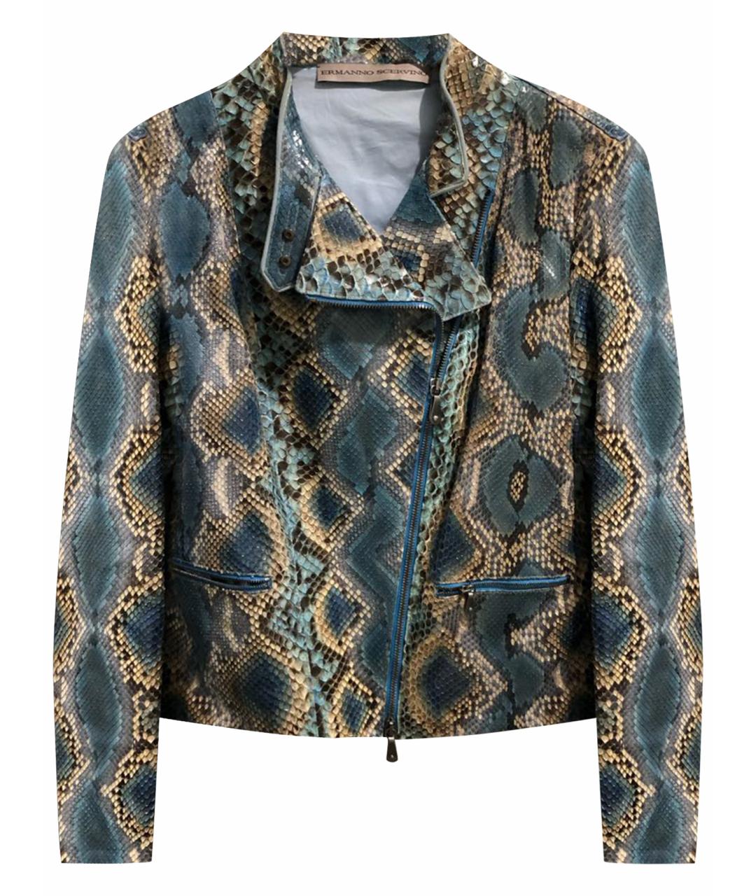 ERMANNO SCERVINO Голубая куртка из экзотической кожи, фото 1