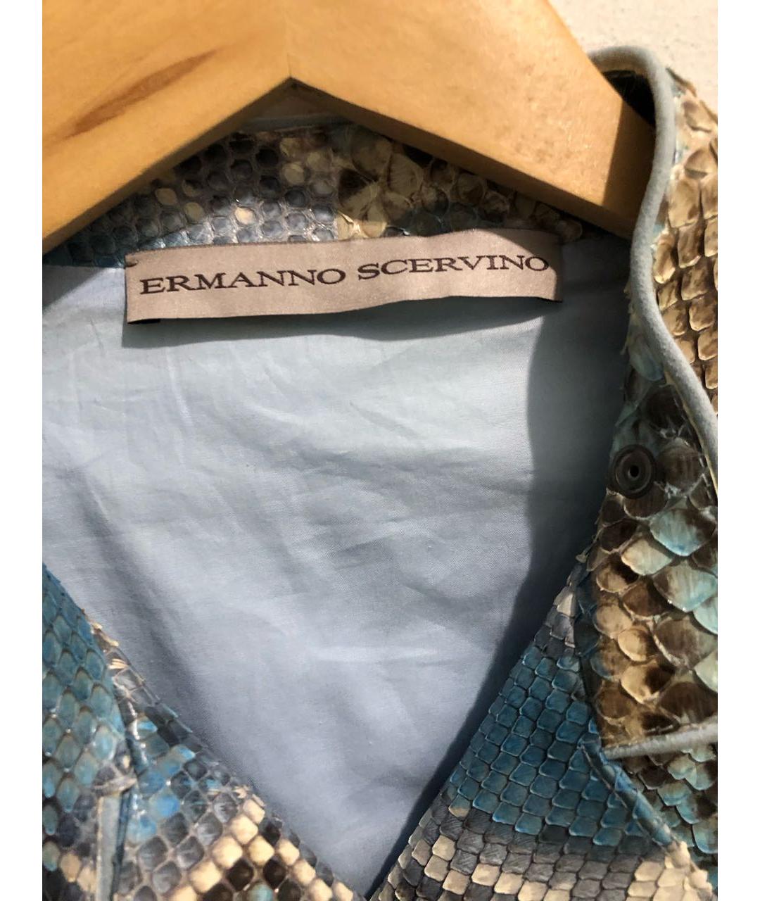 ERMANNO SCERVINO Голубая куртка из экзотической кожи, фото 3