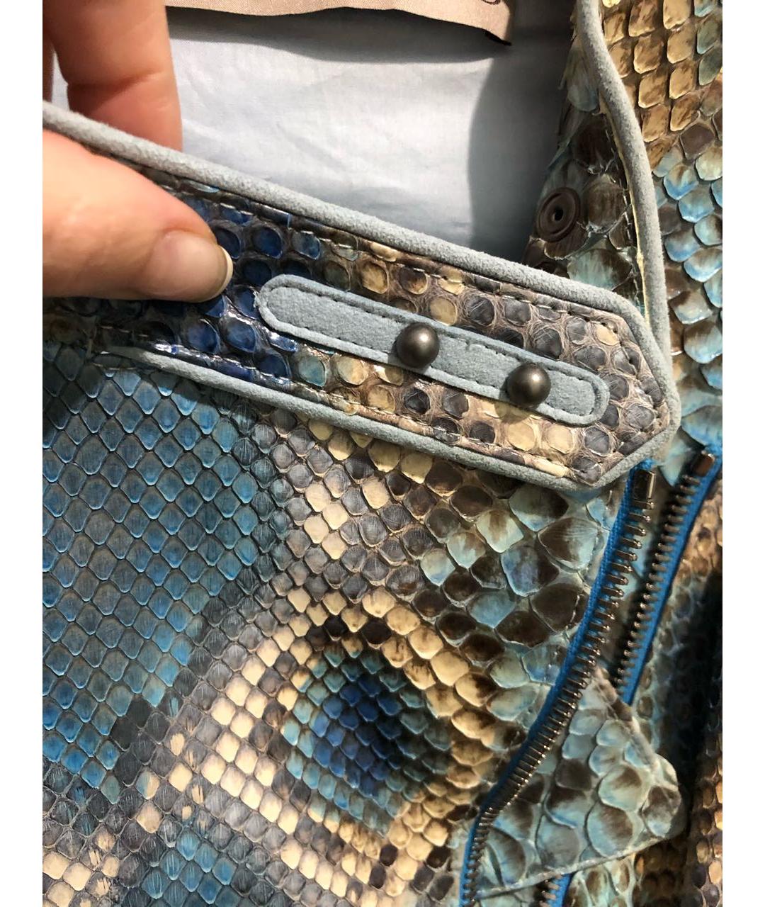 ERMANNO SCERVINO Голубая куртка из экзотической кожи, фото 4