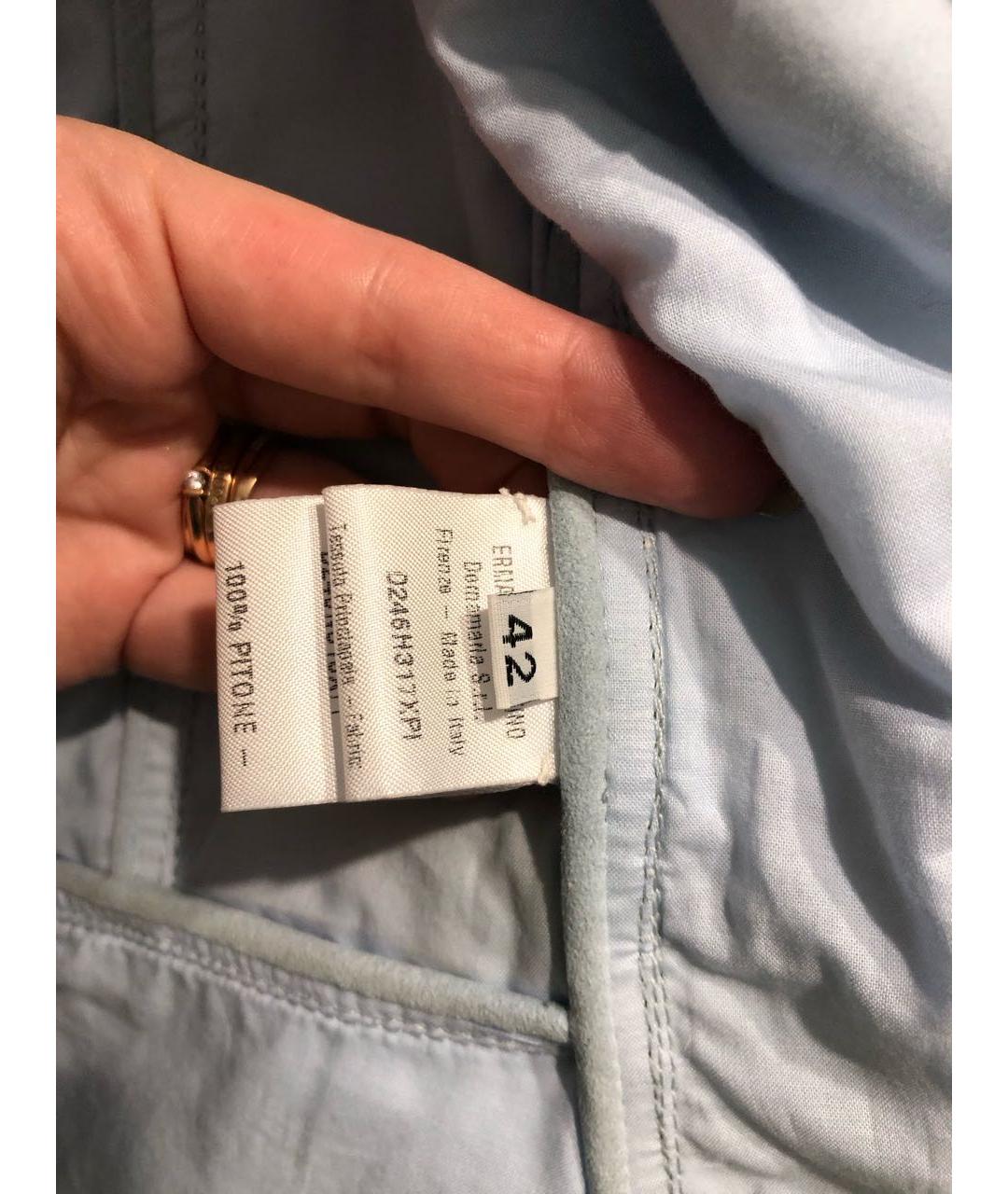 ERMANNO SCERVINO Голубая куртка из экзотической кожи, фото 5