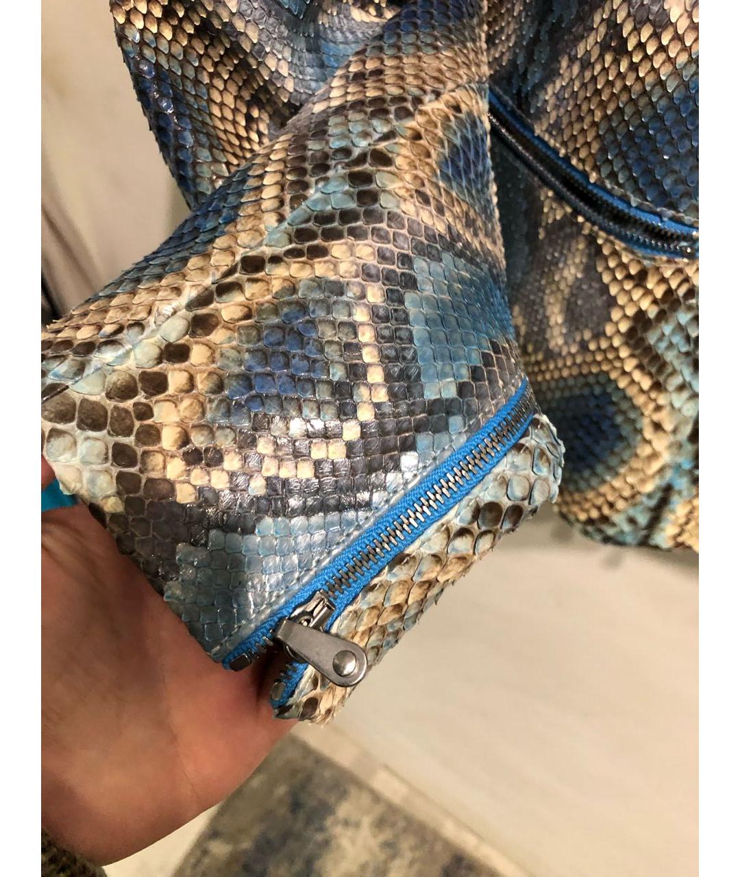 ERMANNO SCERVINO Голубая куртка из экзотической кожи, фото 6