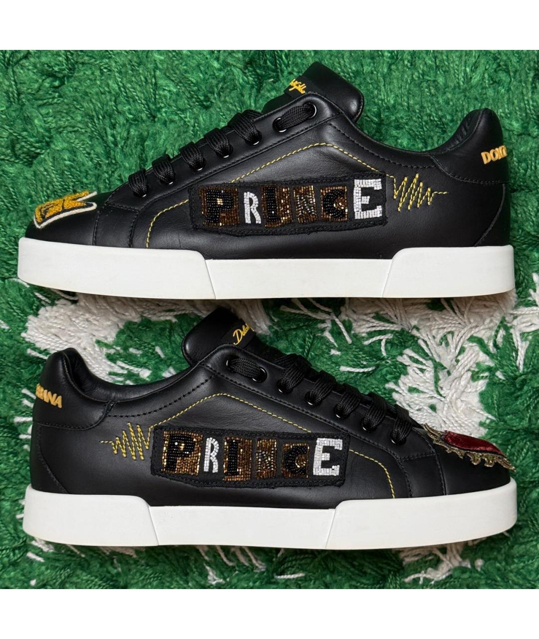 DOLCE&GABBANA Черные кожаные низкие кроссовки / кеды, фото 4