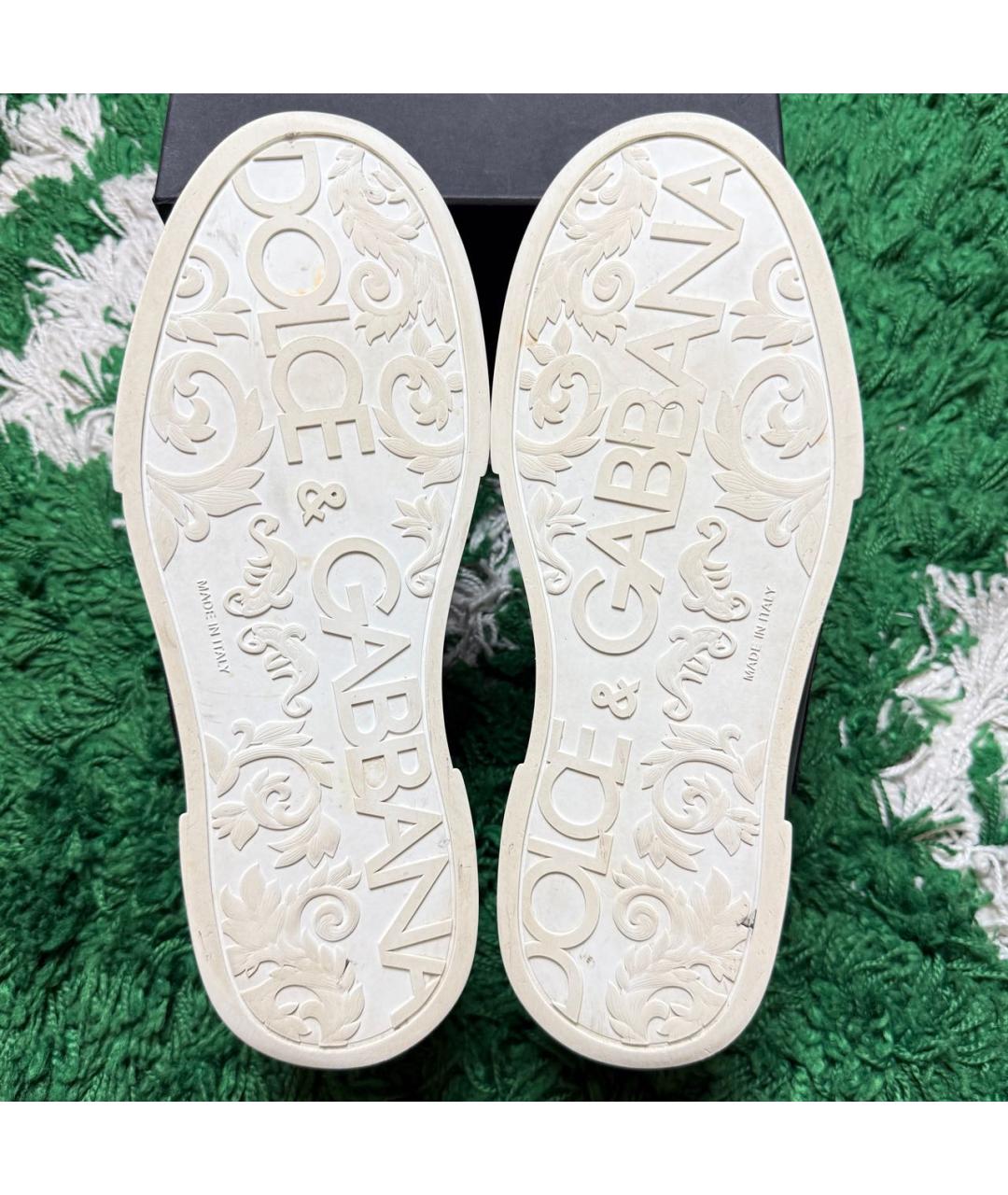 DOLCE&GABBANA Черные кожаные низкие кроссовки / кеды, фото 7