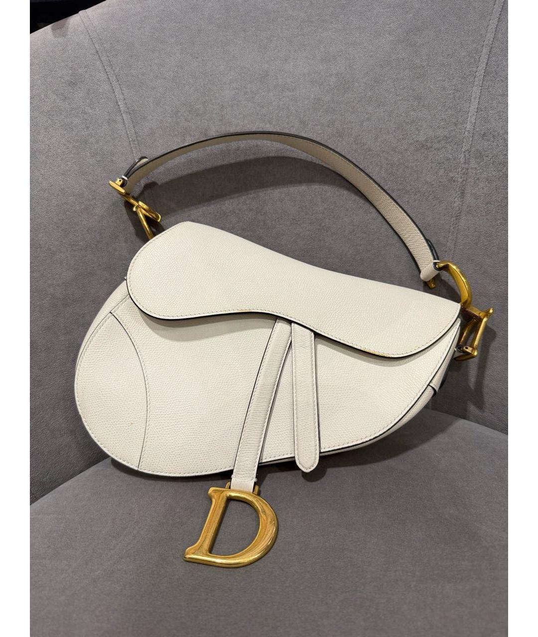 CHRISTIAN DIOR Белая кожаная сумка с короткими ручками, фото 7