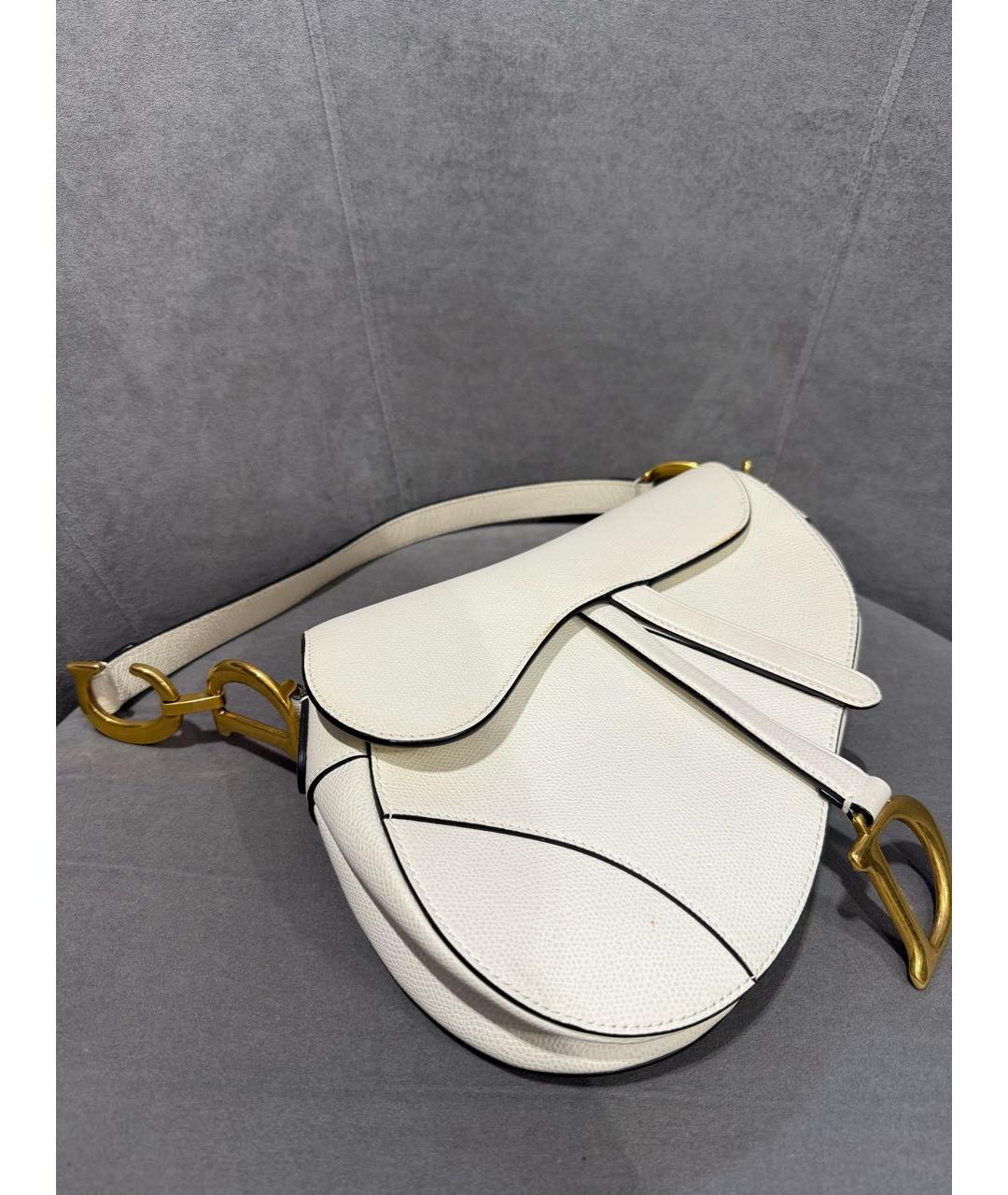 CHRISTIAN DIOR Белая кожаная сумка с короткими ручками, фото 2