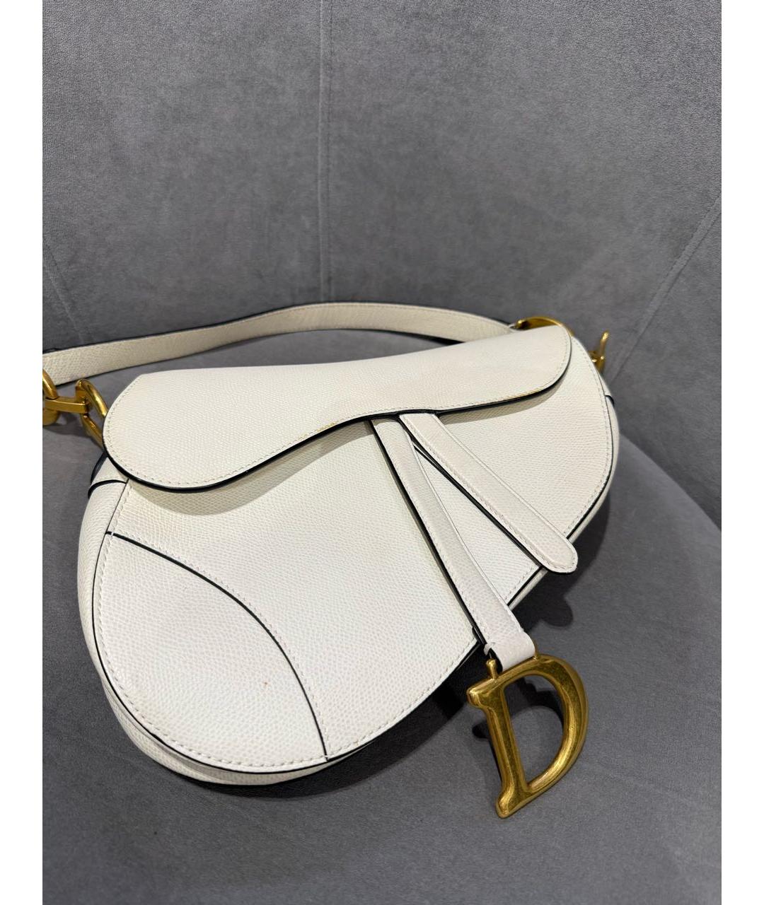 CHRISTIAN DIOR Белая кожаная сумка с короткими ручками, фото 3