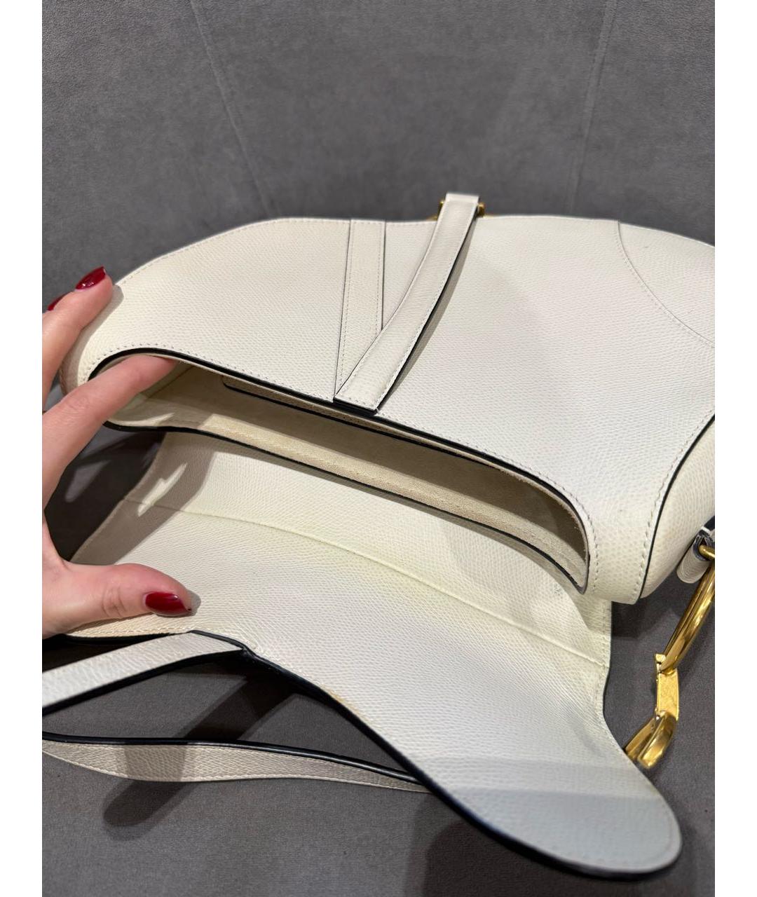 CHRISTIAN DIOR Белая кожаная сумка с короткими ручками, фото 6