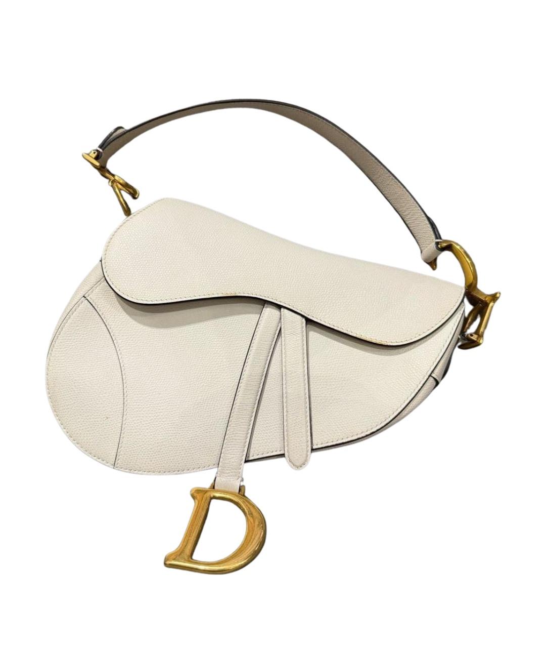 CHRISTIAN DIOR Белая кожаная сумка с короткими ручками, фото 1