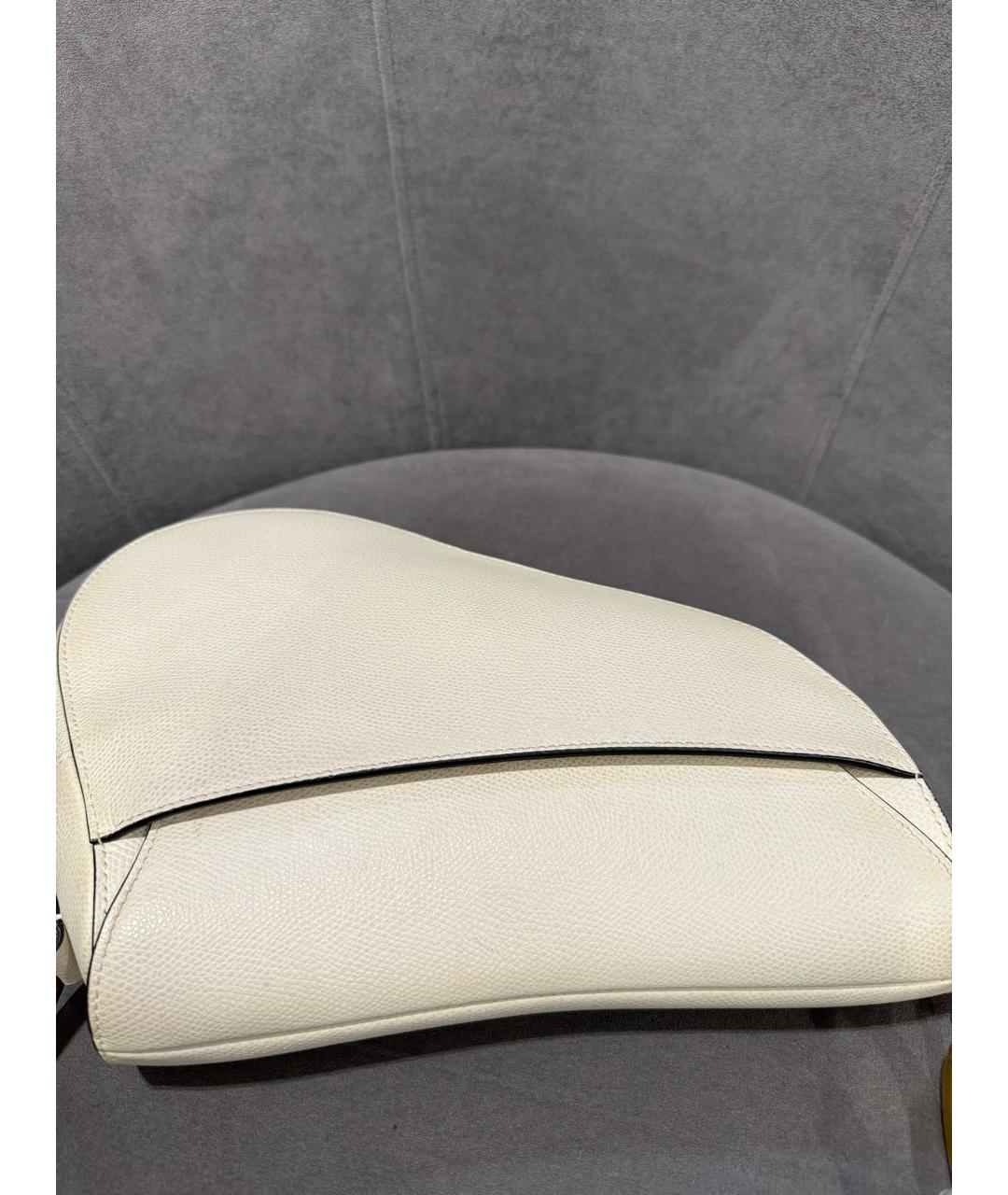 CHRISTIAN DIOR Белая кожаная сумка с короткими ручками, фото 5