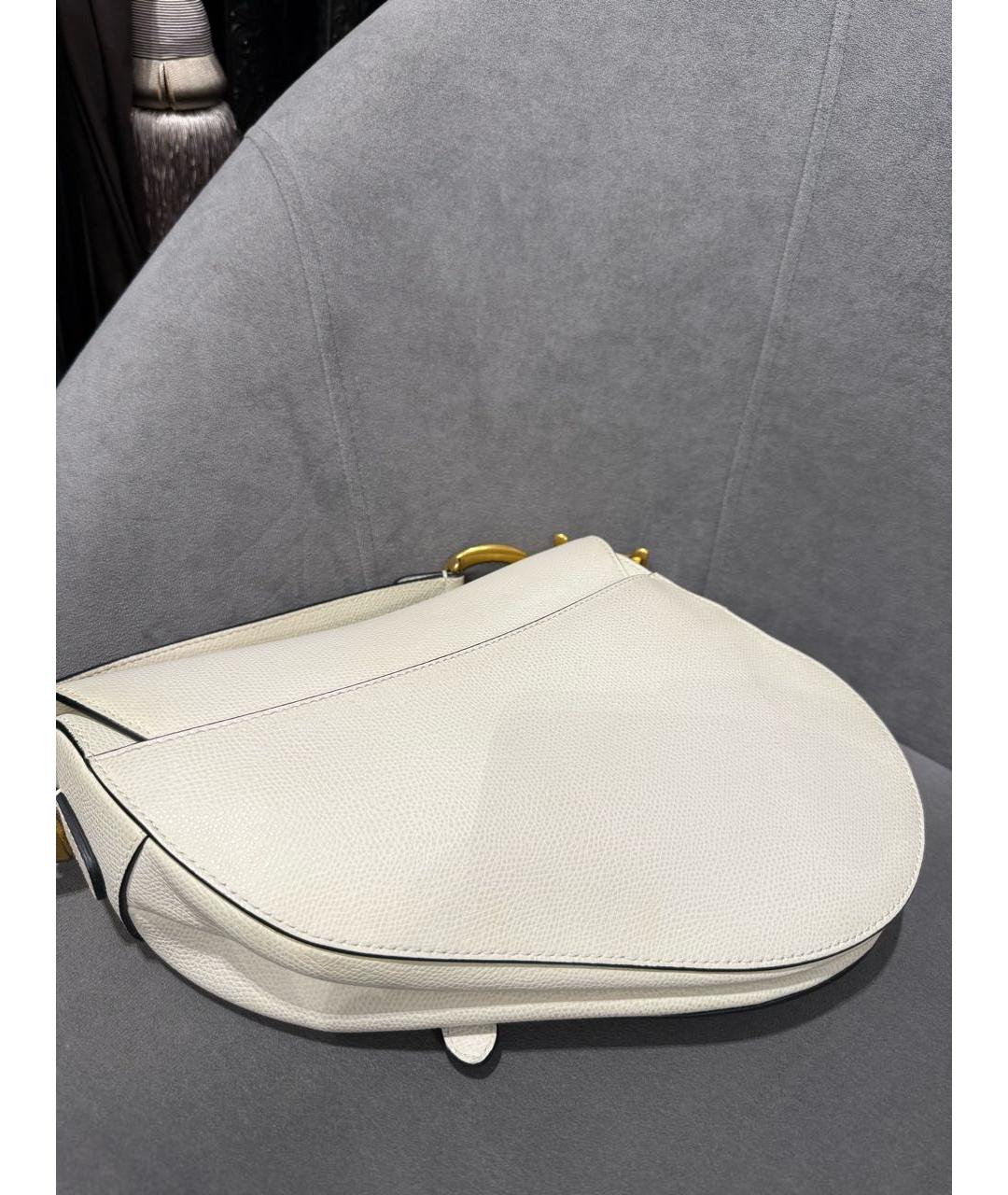 CHRISTIAN DIOR Белая кожаная сумка с короткими ручками, фото 4