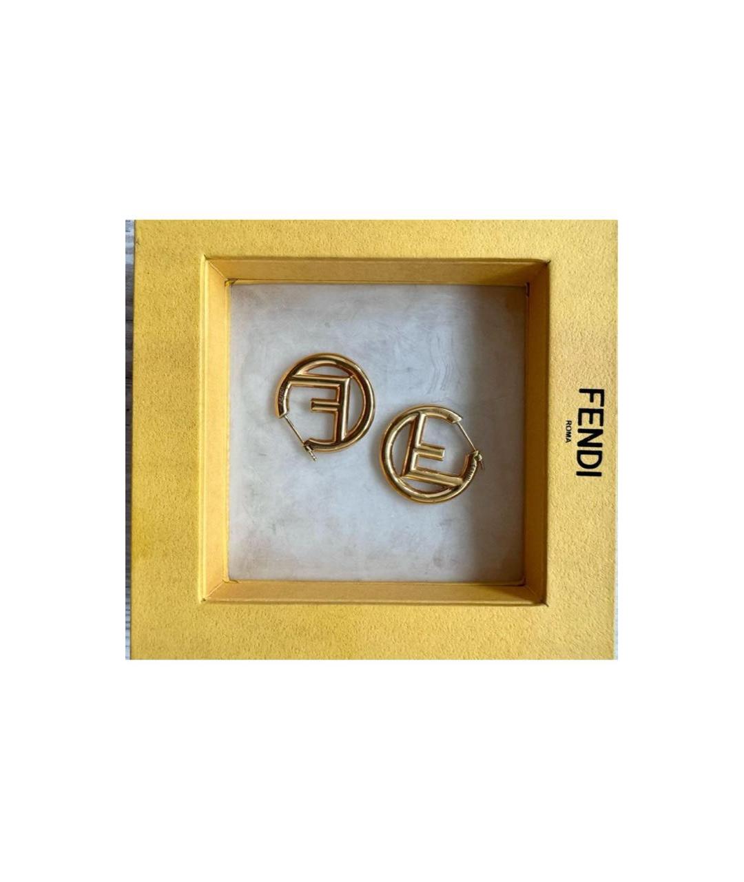 FENDI Золотые металлические серьги, фото 2