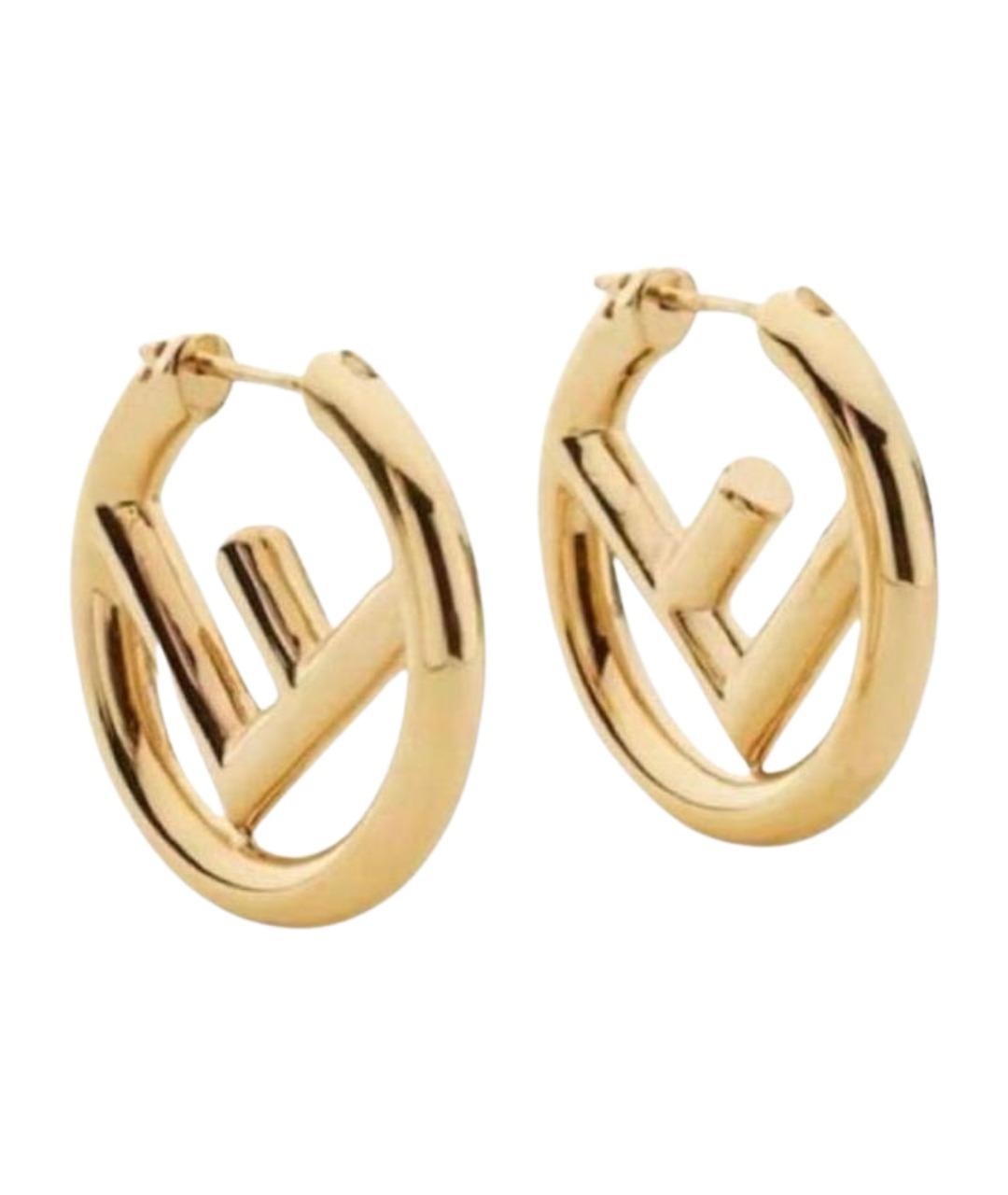 FENDI Золотые металлические серьги, фото 1