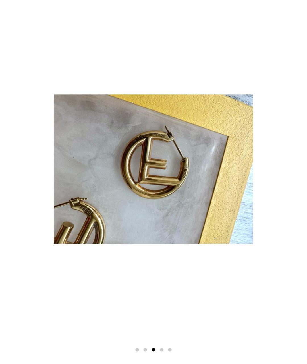 FENDI Золотые металлические серьги, фото 3