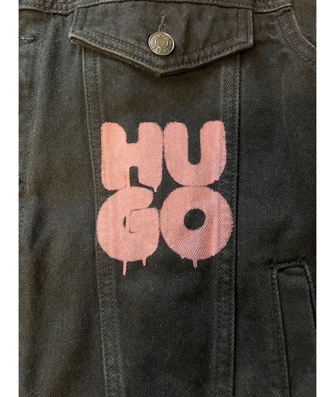 HUGO Черная деним куртка, фото 3