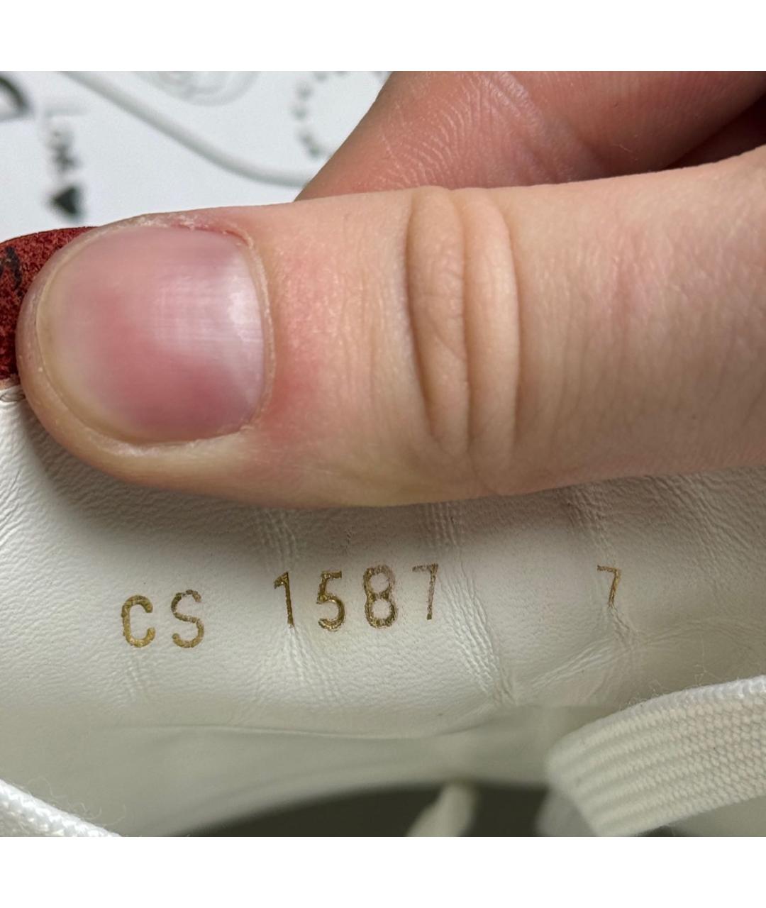 DOLCE&GABBANA Бордовые кожаные низкие кроссовки / кеды, фото 8