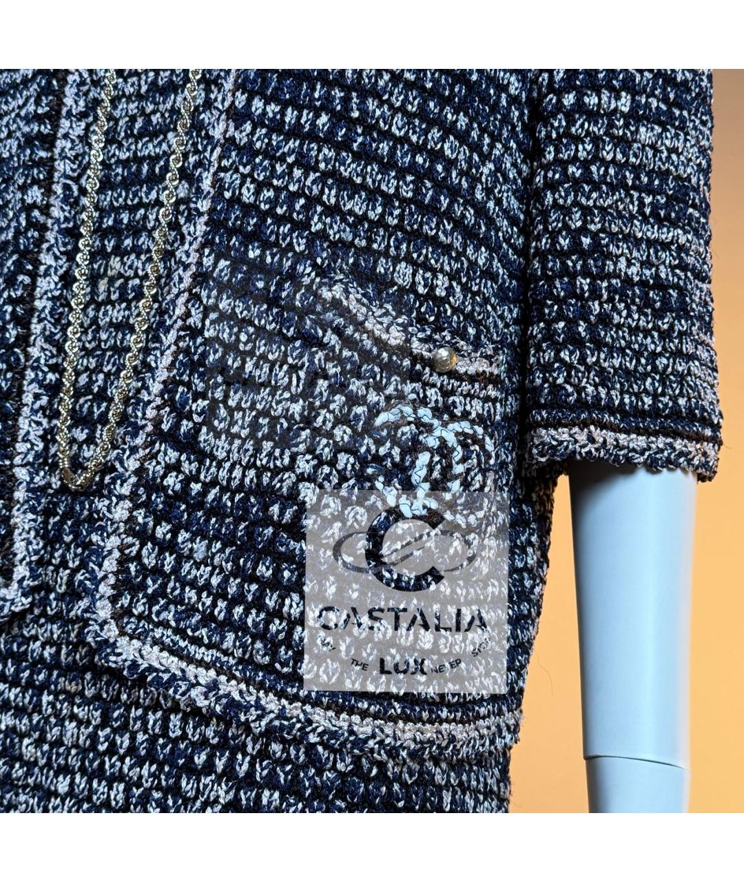 CHANEL Темно-синий твидовый жакет/пиджак, фото 7