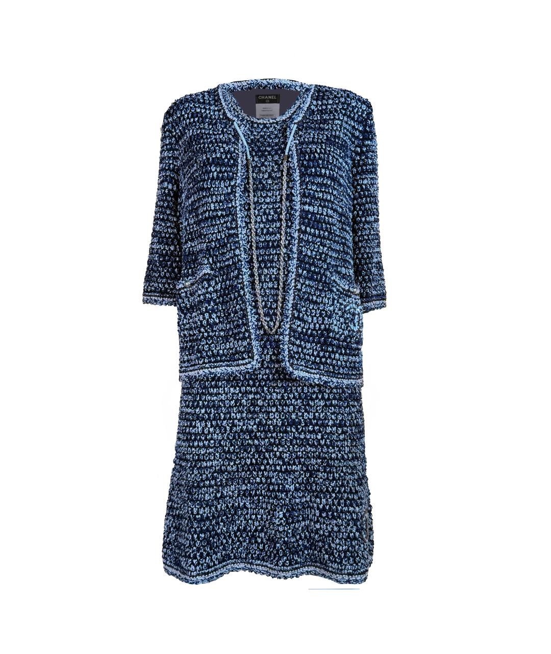 CHANEL Темно-синий твидовый жакет/пиджак, фото 1